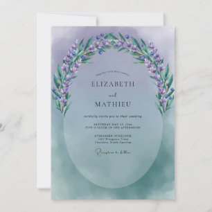 Convites Casamento Lilás Periwinkle com Ramalhete de Eucali