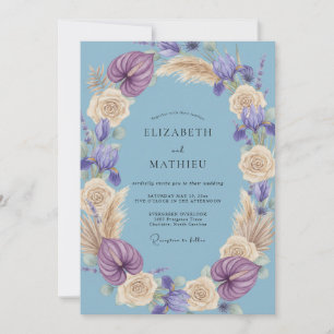 Convites Casamento Lilás Periwinkle Pampas Eucalipto