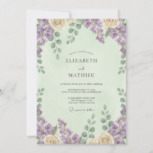 Convites Casamento Lilás Poeirento Menta Wisteria