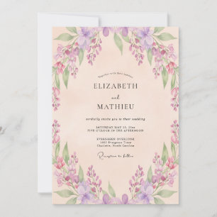 Convites Casamento Lilás Rosa Bege Wisteria