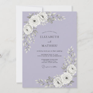 Convites Casamento Lilás Rosa Poeira Branco