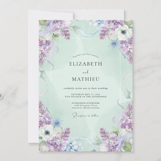 Convites Casamento Lilás Violeta Hortênsia (Frente)