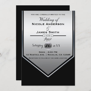 Convites Casamento Linda de Black & Silver Shine Classing