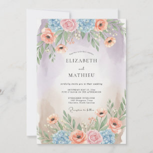 Convites Casamento Lírico de Primavera com Pêssego