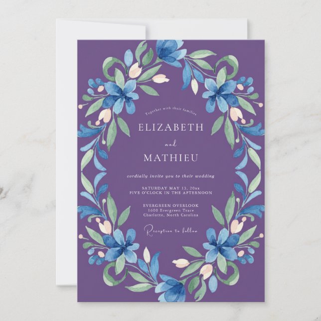 Convites Casamento Lírio Azul Ámbar (Frente)
