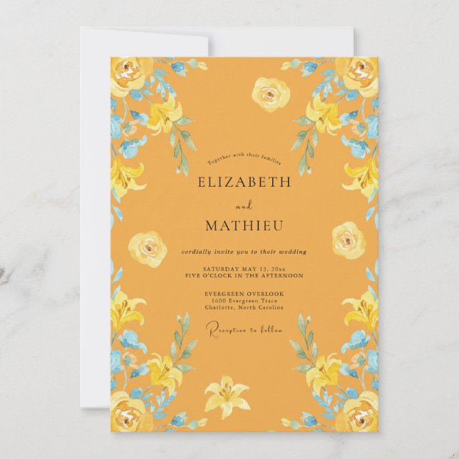 Convites Casamento Lírio Azul Malva (Frente)