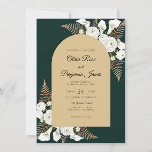 Convites Casamento Lírio Feto Dourado