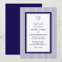 Casamento Listrado Azul Escuro Monograma Elegante
