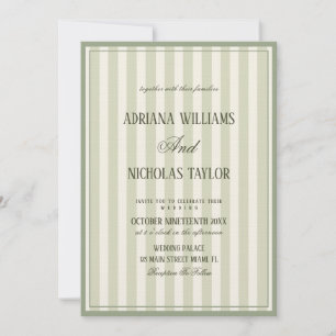 Convites Casamento Listrado de Verde Pastel Elegante