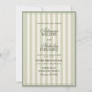 Convites Casamento Listrado em Verde Salvia Luxuoso