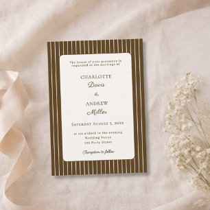 Convites Casamento Listrado Marrom Mocha Marfim