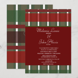 Convites Casamento Listrado Moderno Burgundy Verde Branco