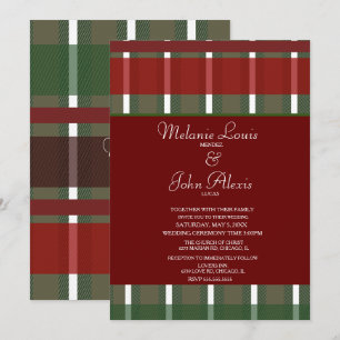Convites Casamento Listrado Moderno Burgundy Verde Branco
