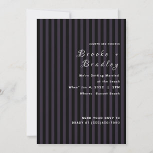 Convites Casamento Listrado Roxo Escuro e Preto