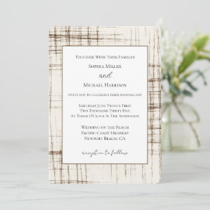 Convites Casamento Listras Abstratas Marrom Creme