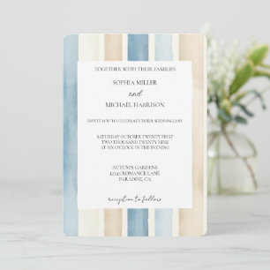 Convites Casamento Listras Areia Creme Marfim Azul Praia