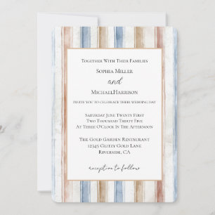 Convites Casamento Listras Bege Creme Azul Bonito
