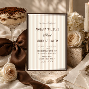 Convites Casamento Listras Bege Mocca