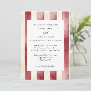 Convites Casamento Listras Creme Vermelho Borgonha