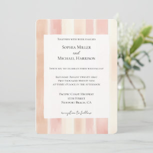 Convites Casamento Listras Rosa Creme Pêssego