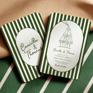 Convites Casamento Listras Verde Escuro