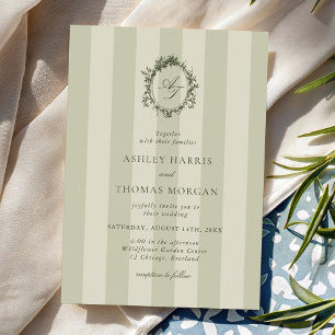 Convites Casamento Listras Verde Sage
