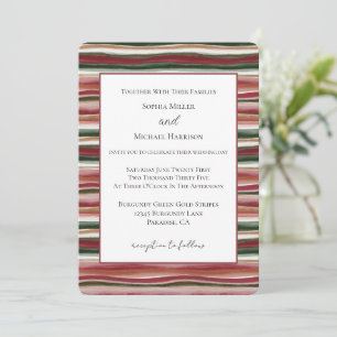 Convites Casamento Listras Vermelhas Bege Burgundy Verde Do