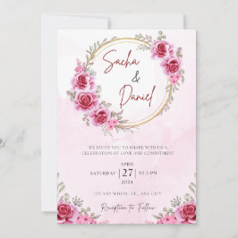 Convites Casamento Livre Dourado Rosa