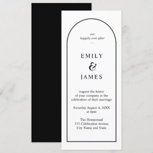 Convites Casamento Longo Minimalista do Arco Negro e Branco