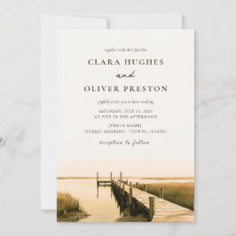 Convites Casamento Lowcountry com Script Golden Ochre Olive
