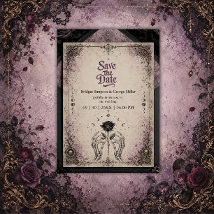 Convites Casamento Lua Caveira Rosa Medieval Roxa Gótica