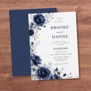 Convites Casamento Lua Crescente Rosa Azul Marinho Prata