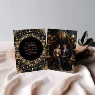 Convites Casamento Lua Negra Meia-Noite Celestial Foto