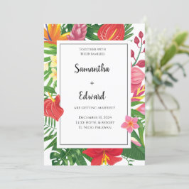 Convites Casamento Luau de Folhas Tropicais