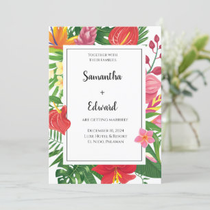 Convites Casamento Luau de Folhas Tropicais