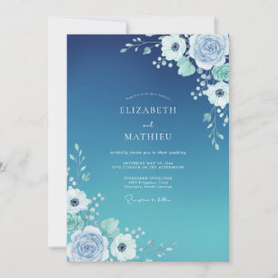 Convites Casamento Luminoso Costeiro Azul-Marinho