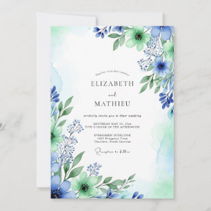 Convites Casamento Luminoso de Primavera Azul Centáurea