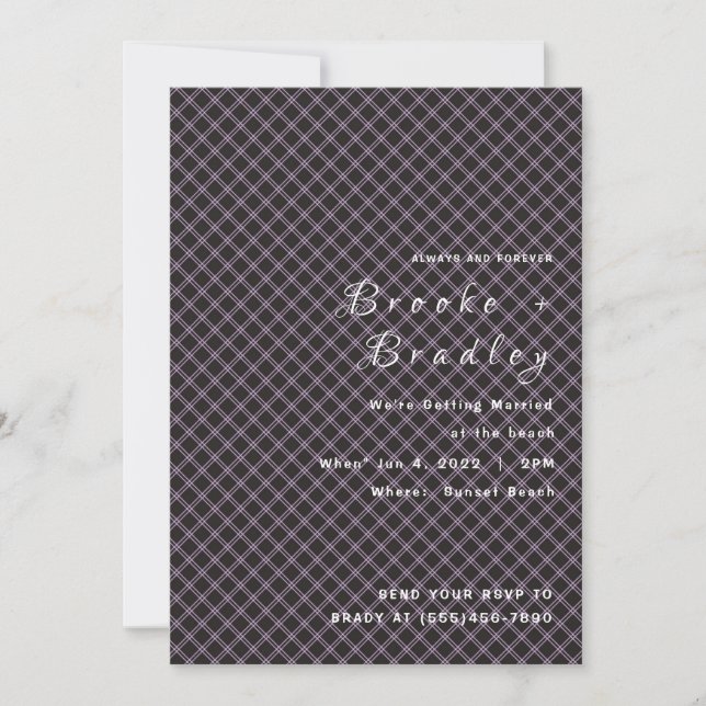 Convites Casamento Luxo Dark Grid (Frente)