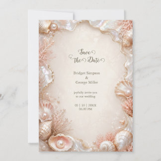 Convites Casamento Luxo Pérola Concha Glamour Romance