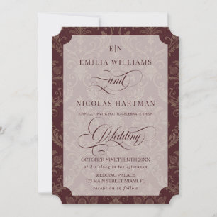 Convites Casamento Luxo Real Borgonha