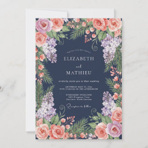 Convites Casamento Luxuoso Azul Marinho
