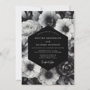 Convites Casamento Luxuoso Black Bloom