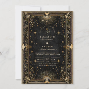 Convites Casamento Luxuoso Celestial à Meia-Noite