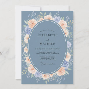 Convites Casamento Luxuoso de Azul Desbotado na Primavera