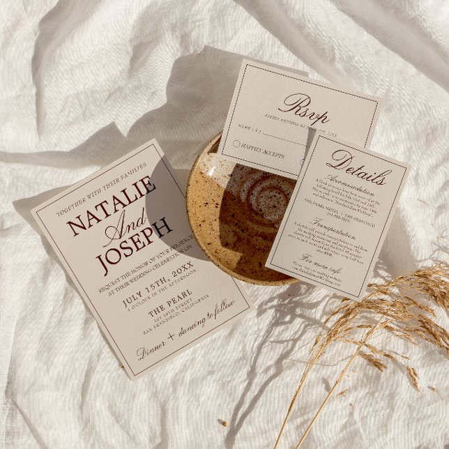 Convites Casamento Luxuoso de Chocolate Marrom Antigo e Ele (Criador carregado)