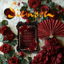 Convites Casamento Luxuoso de Rosa Moody Burgundy Escura