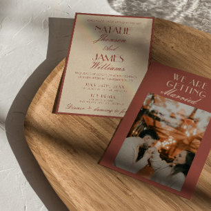 Convites Casamento Luxuoso de Velha Fortuna em Cobre Auburn