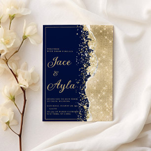 Convites Casamento luxuoso e sofisticado com brilho dourado