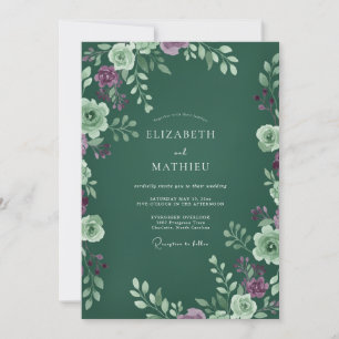 Convites Casamento Luxuoso Floresta com Folhas de Ameixa