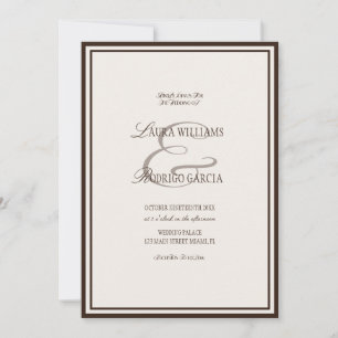 Convites Casamento Luxuoso Marfim Marrom Antigo